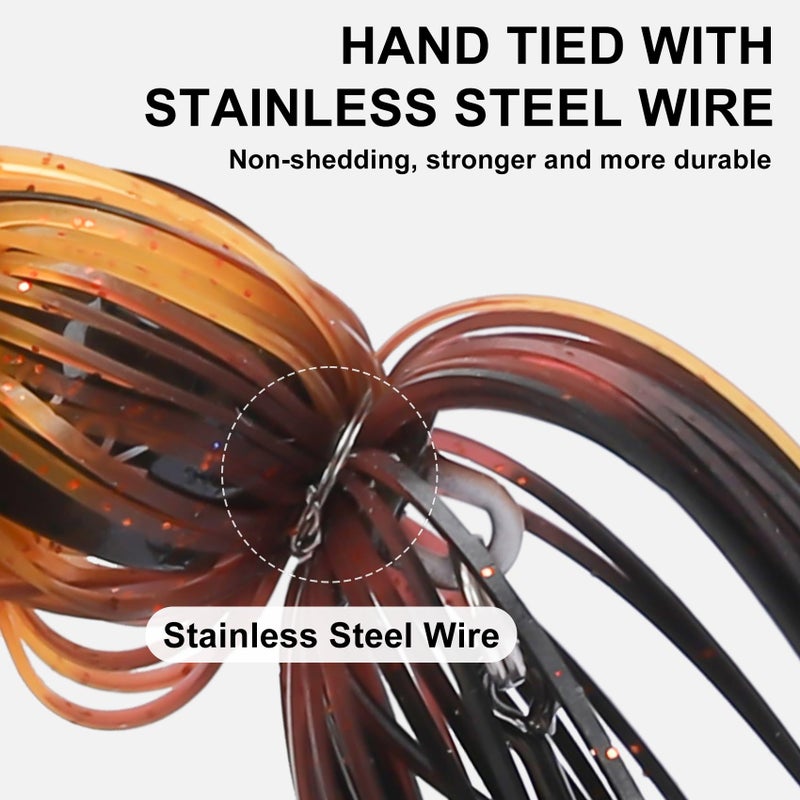 TRUSCEND Swinging Jigs Fishing Lures with Teflon Coated Ultra Smooth Sharp BKK Hook, Multi-Color Skirted Bass Swim Jigs Tied with Stainless Wire, Weedless Bass Baits Fishing Jigs Easily Used 1/2oz - Image 5