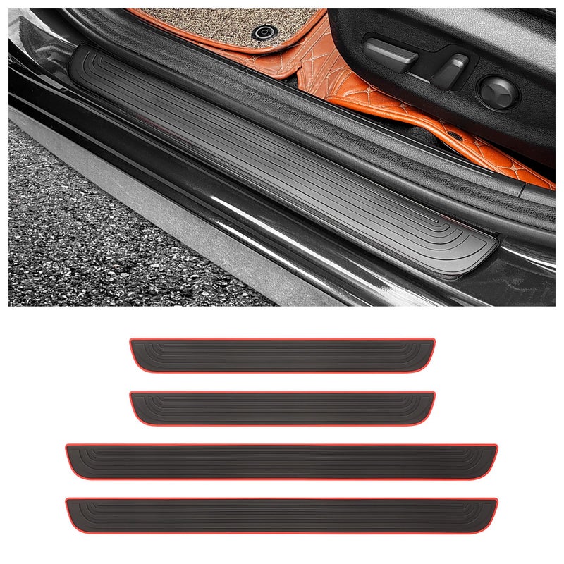carleef 4PCS Car Door Sill ProtectorAntiScratch Rubber Car Door Protector Edge Guards for Door StepsUniversal Waterproof Door Threshold Strips Exterior Accessories for Car Truck SU BlackRed Width 157 - Image 3