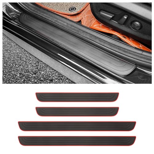carleef 4PCS Car Door Sill ProtectorAntiScratch Rubber Car Door Protector Edge Guards for Door StepsUniversal Waterproof Door Threshold Strips Exterior Accessories for Car Truck SU BlackRed Width 157 - Image 1