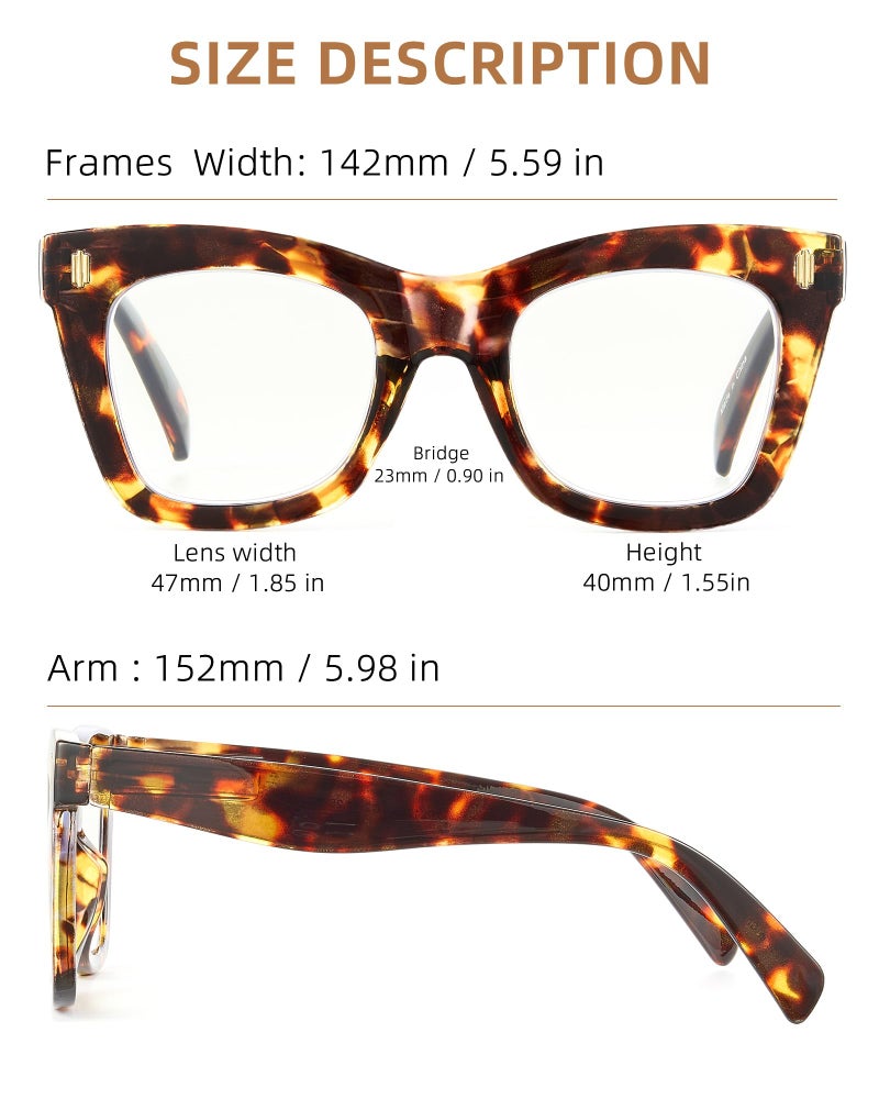 JM 4 Pack Oversized Reading Glasses for Women, Cat Eye Trendy Oprah Style Blue Light Blocking Computer Readers for Women +2.5 - Image 5