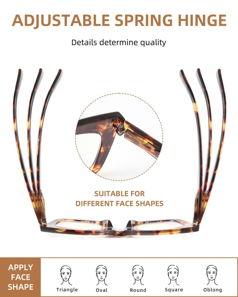 JM 4 Pack Oversized Reading Glasses for Women, Cat Eye Trendy Oprah Style Blue Light Blocking Computer Readers for Women +2.5 - Image 4