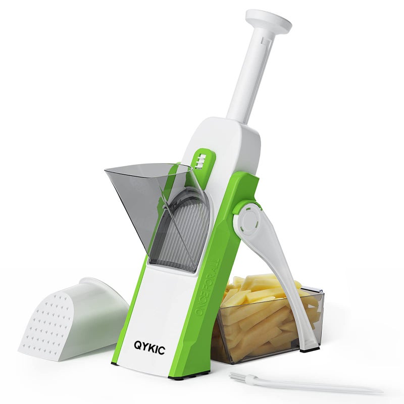 QYKIC Safe Mandoline Slicer 5 in 1 Vegetable Chopper Food Potato Cutter, Strips Julienne Dicer Adjustable Thickness 0.1-8 mm Kitchen Chopping Artifact Fast Meal Prep - Image 1