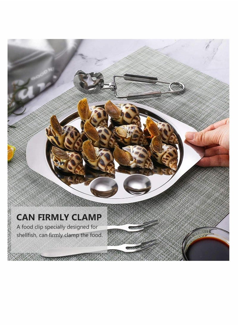 Y&D Escargot Dining Set, Stainless Steel Tableware Metal Snail Tong 12 Compartment Holes Plate Fork for Home BBQ Restaurant, 2 Set  - Image 3