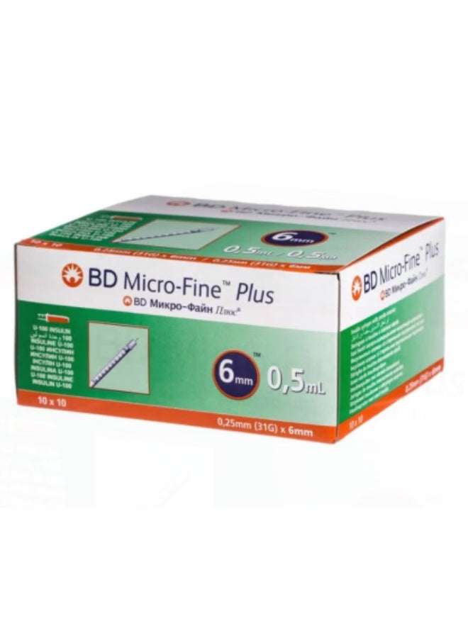 BD Micro-Fine+ Insulin Syringe 0.5ml 31g × 6mm Pack of 100's - Image 1