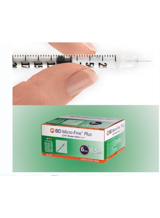 BD Micro-Fine+ Insulin Syringe 0.5ml 31g × 6mm Pack of 100's - Image 3