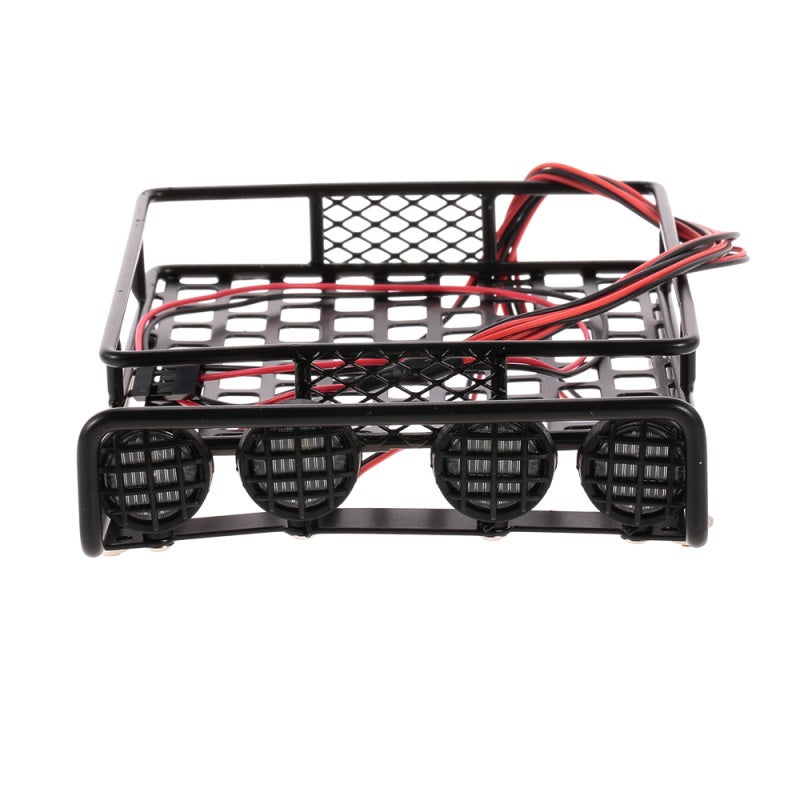 Metal Roof Rack: Aluminum Alloy Durable Construction - RC Car Accessory With CH3 Control Flashing Mode for 1/10 RC Rock Crawler, Rally RC 4WD, RC Model Vehicle - Image 1