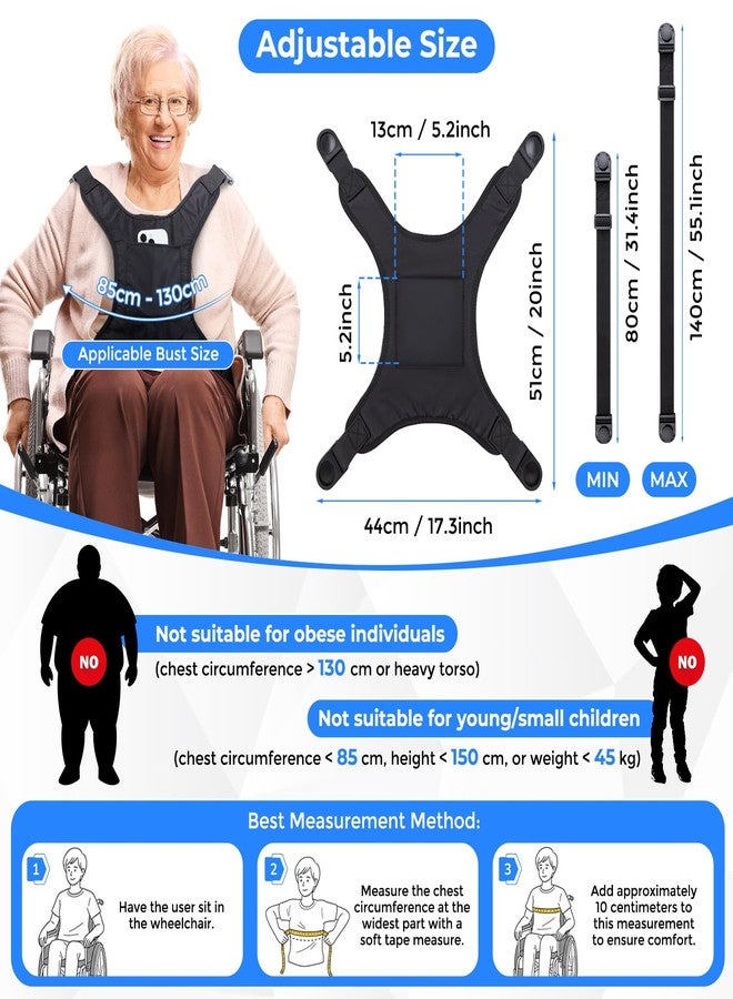 Udefineit Universal Wheelchair Seatbelt, Wheelchair Harness for Adults, Torso Support Vest Restraint, Safety Belt with Adjustable Straps and Pocket for Elderly, Disabled, Patients to Prevent Sliding & Falling - Image 2