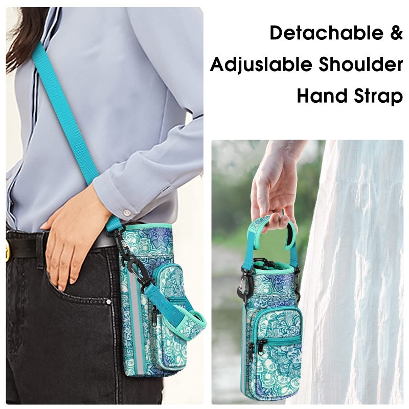 CaseBot Water Bottle Carrier Bag Sling Case, Sports Water Bottle Pouch Holder Sleeve with Adjustable Shoulder Hand Strap and 2 Pockets for Men Women Hiking Camping Travelling - Image 5