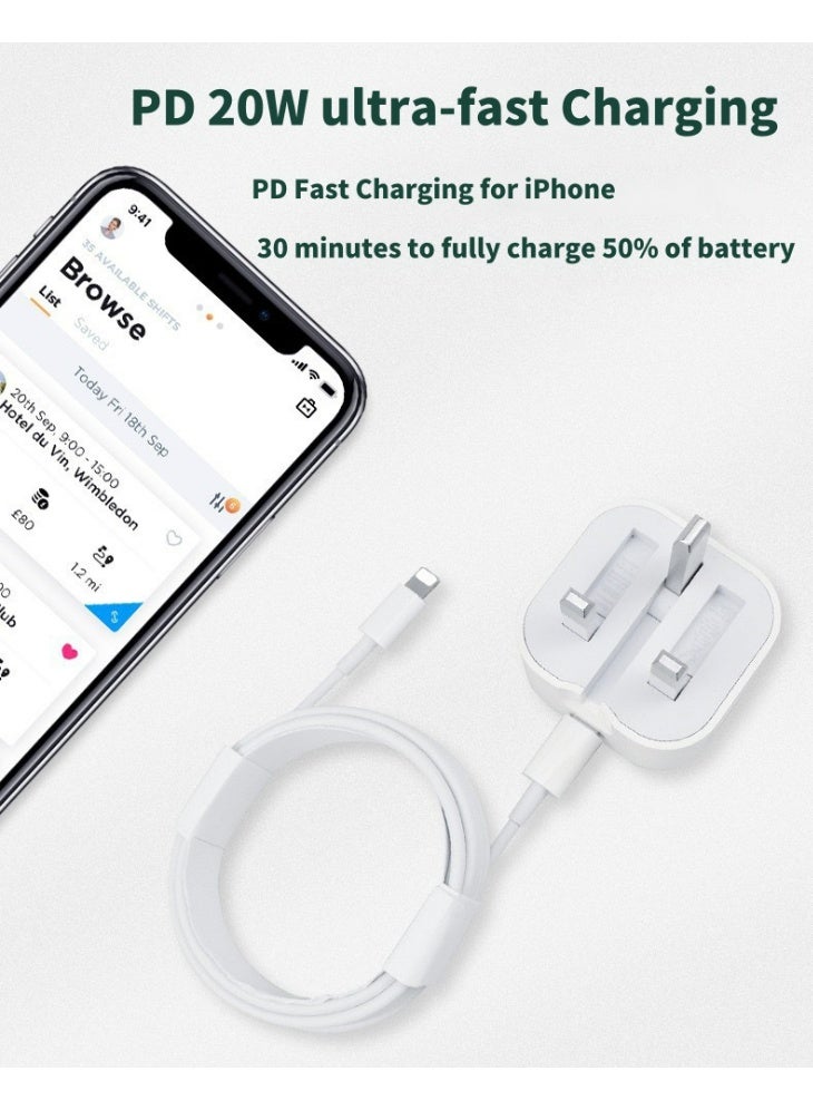 Type-C 35W Fast Charger | USB C Wall Fast Charger with USB C to Lightning Cable Compatible with iPhone 14/14 Pro/14 Pro Max/13/12/SE2020/11/XR/XS Max/X/iPad - Image 2