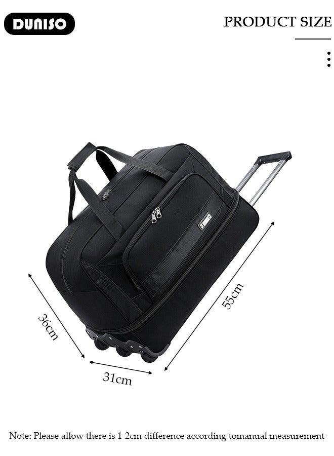 DUNISO Rolling Duffle Bag, Rolling Garment Bags for Travel,Carry-On Bag Large Capacity Travel Handbag with Adjustable Pull Rod,Expandable Waterproof Weekend Luggage Bag for Unisex,Suits for School, Work, Business Trips - Image 4