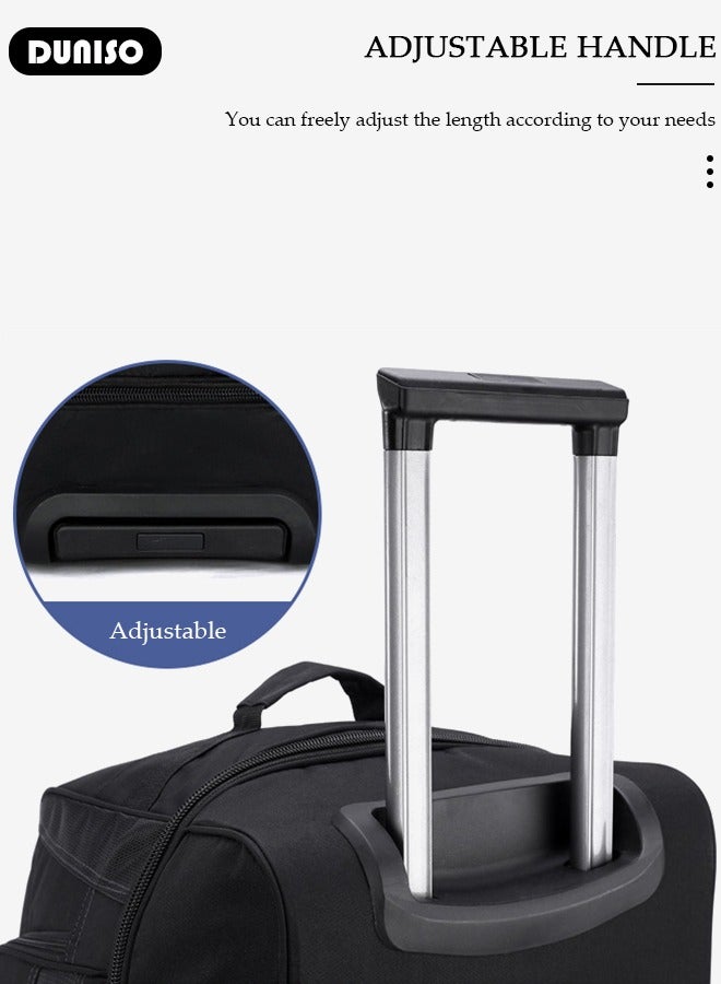 DUNISO Rolling Duffle Bag, Rolling Garment Bags for Travel,Carry-On Bag Large Capacity Travel Handbag with Adjustable Pull Rod,Expandable Waterproof Weekend Luggage Bag for Unisex,Suits for School, Work, Business Trips - Image 5
