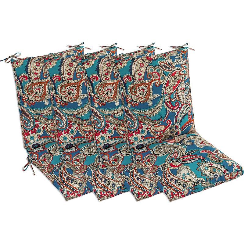 Makimoo Set of 4 Outdoor Dining Chair Cushions, Comfort Patio Seating Cushions, 44 x21x4.5 inch, Single Welt and Zipper, Blue Trumpet Flowers - Image 1