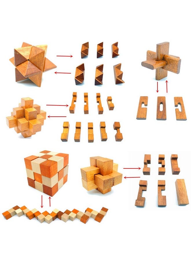 Brain Teasers With The Puzzles 21Pcs Unlock Interlock Game Iq Test Toy 3D Wooden And Metal For Party Favor Kids Adults Challenge - Image 3