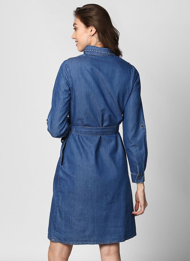 StyleStone فستان قميص جينز نسائي من ستايل ستون بتفاصيل ربط - Image 5