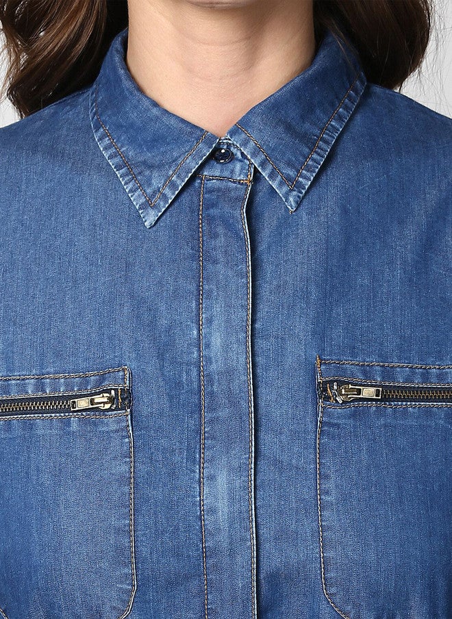 StyleStone فستان قميص جينز نسائي من ستايل ستون بتفاصيل ربط - Image 2