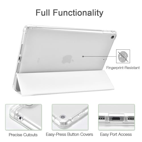 JOYLAND White Pad Case for iPad 7th/8th/9th Generation (2019/2020/2021) 10.2",with Pencil Holder-Auto Wake/Sleep,Cute Bow Anti-Scratch Shockproof Premium Folio Stand Case - Image 5