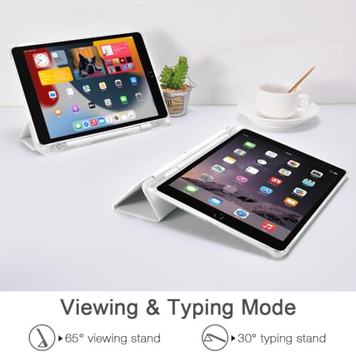 JOYLAND White Pad Case for iPad 7th/8th/9th Generation (2019/2020/2021) 10.2",with Pencil Holder-Auto Wake/Sleep,Cute Bow Anti-Scratch Shockproof Premium Folio Stand Case - Image 3
