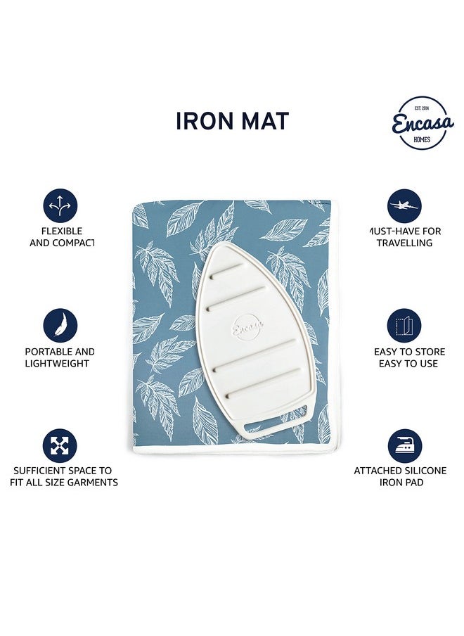 Encasa XO Homes Ironing Mat(Large 120 X 70 Cm)With 3Mm Felt Padding,Silicone Iron Rest Protector,Steam Press On Table,Bed,Portable,Heat Reflective,Foldable,Washable,Printed-Big Leaves Blue - pzsku/ZE10C9C6393C43D4A69EEZ/45/_/1737806133/0c42e24e-a0a0-49b6-b495-4779e1612ee4