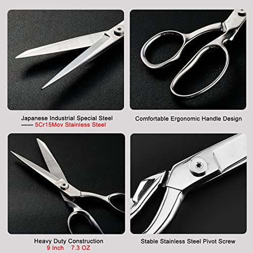 TONMA JP TONMA Sewing Scissors [Made in Japan] 9 Inch Professional Fabric Scissors, Industrial Japanese Solid Stainless Steel Dressmaker Tailor Shears, Ideal for Cutting Cloth Denim Leather, Mirror Finish - Image 5