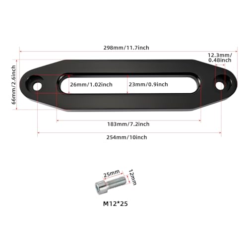 YaeKoo 10" Billet Polished Aluminum Hawse Fairlead Load Capacity 8000-15000 LBs with Mounting Hardware for Synthetic Winch Rope (Black, 10") - Image 3