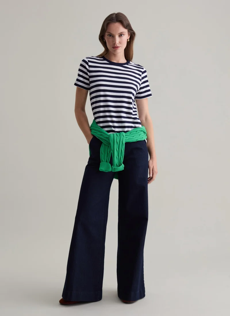 او في اس Striped T-shirt in Supima cotton