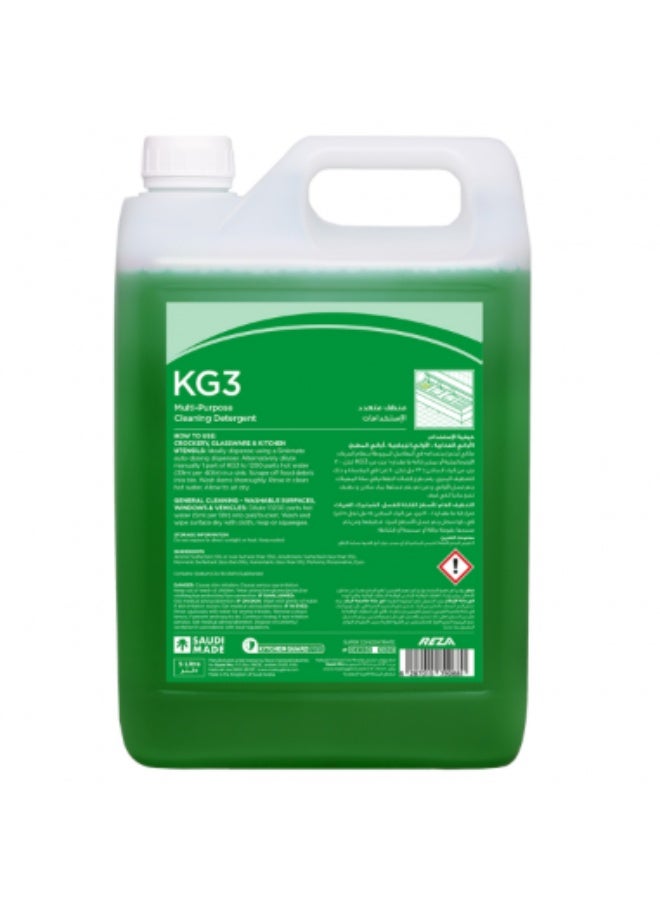 KG3 منظف متعدد الإستخدامات، للتنظيف اليدوي لأواني المطبخ والأواني الزجاجية والأسطح الصلبة القابلة للغسل بما في ذلك النوافذ والمركبات والجدران والأرضيات، 5لتر