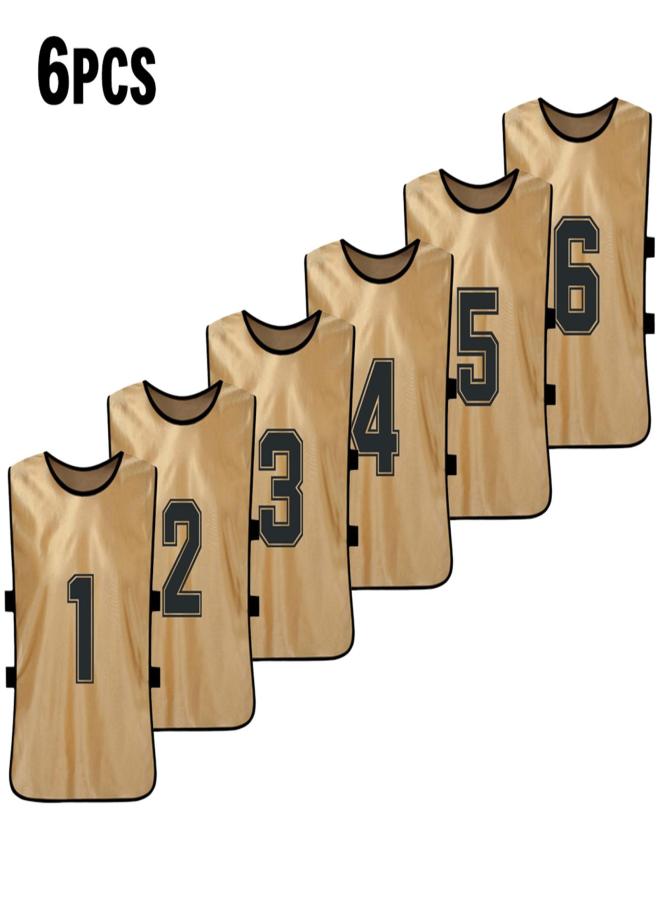 6 PCS Adults Soccer Pinnies Quick Drying Football Team Jerseys Youth Sports Scrimmage Soccer Team Training Numbered Bibs Practice Sports Vest - Image 1