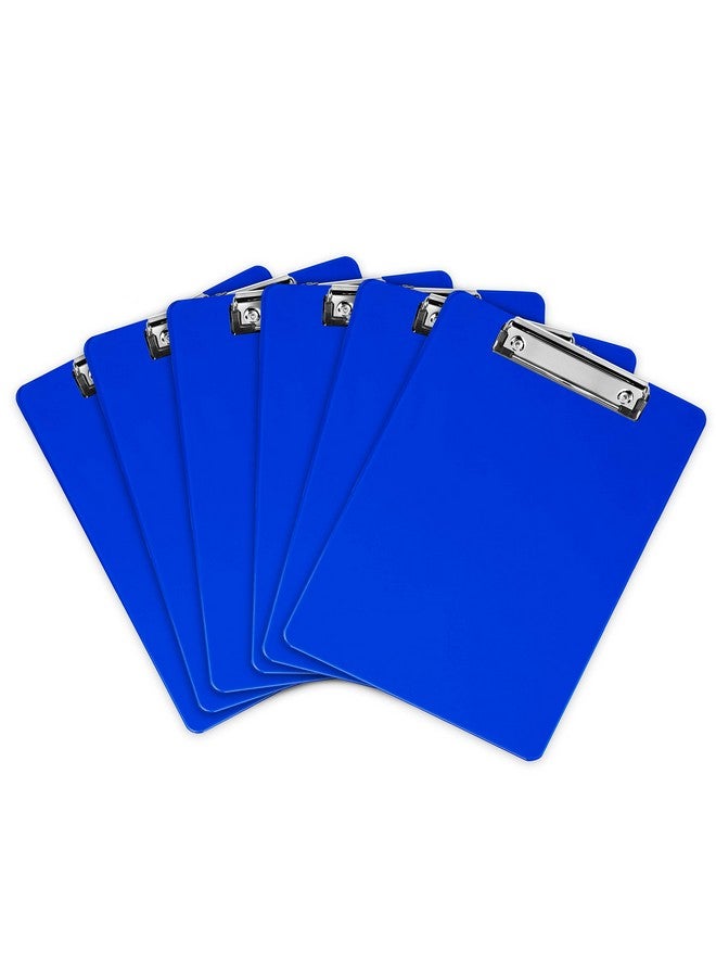 Office Solutions Direct Blue Plastic Clipboard With Low Profile Clip (Pack Of 6) Letter Size Clipboard Blue With Flat Clip A4 Size Acrylic Clipboard For Boys And Girls | Cute Aesthetic College & Back To School Supplies - Image 1