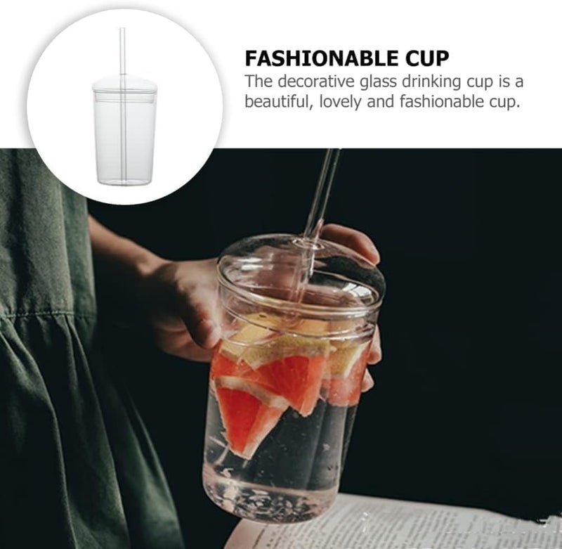 ChicAbode Glass Tumbler with Straw and Lid, 16oz Glass Smoothie Cups, Heat Resistant Juice Drinking Cup, Clear Coffee Cup Large Water Mug, Easy to Clean, Durable, for Home Outdoor Travel - Image 5