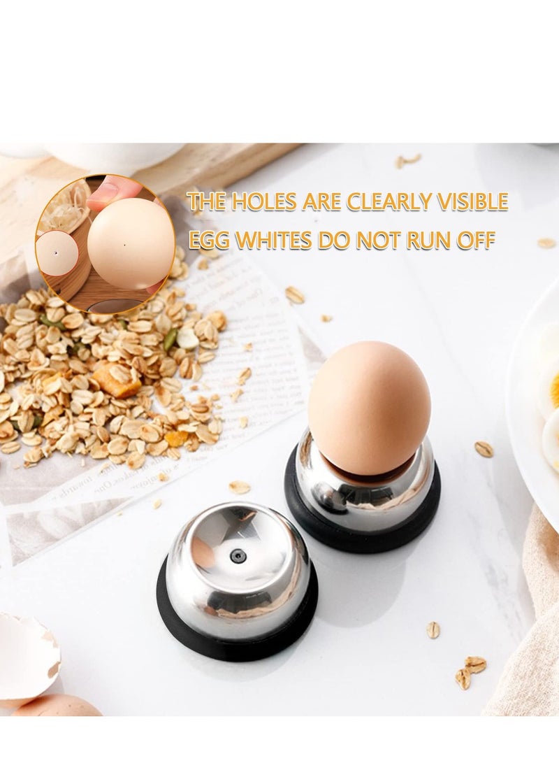 SYOSI Egg Hole Puncher 2pcs Stainless Steel Egg Piercer Egg Opener Tool with Non Slip Silicone Mat Egg Cups for Raw Soft Hard Boiled Egg Egg Puncher Kitchen Tools for Home Restaurant  - Image 4