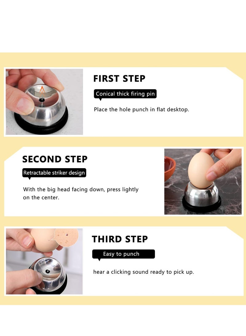 SYOSI Egg Hole Puncher 2pcs Stainless Steel Egg Piercer Egg Opener Tool with Non Slip Silicone Mat Egg Cups for Raw Soft Hard Boiled Egg Egg Puncher Kitchen Tools for Home Restaurant  - Image 3
