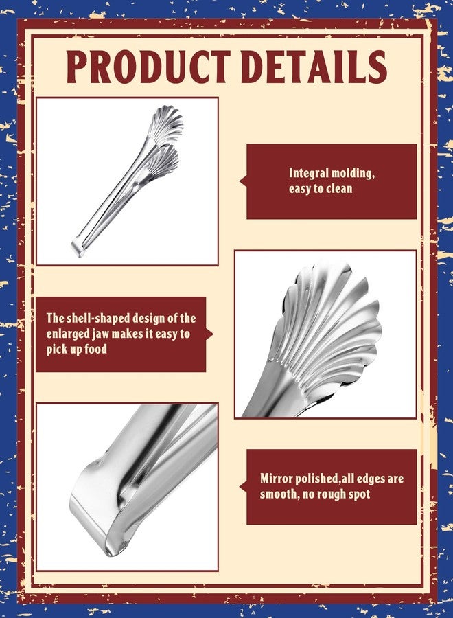 Uiifan 4 Pcs 11in Serving Tongs for Buffet Stainless Steel Kitchen Tongs Catering Chef Food BBQ Utensils for Parties Cooking Salad Party Picking up Ice Appetizers and More - Image 3