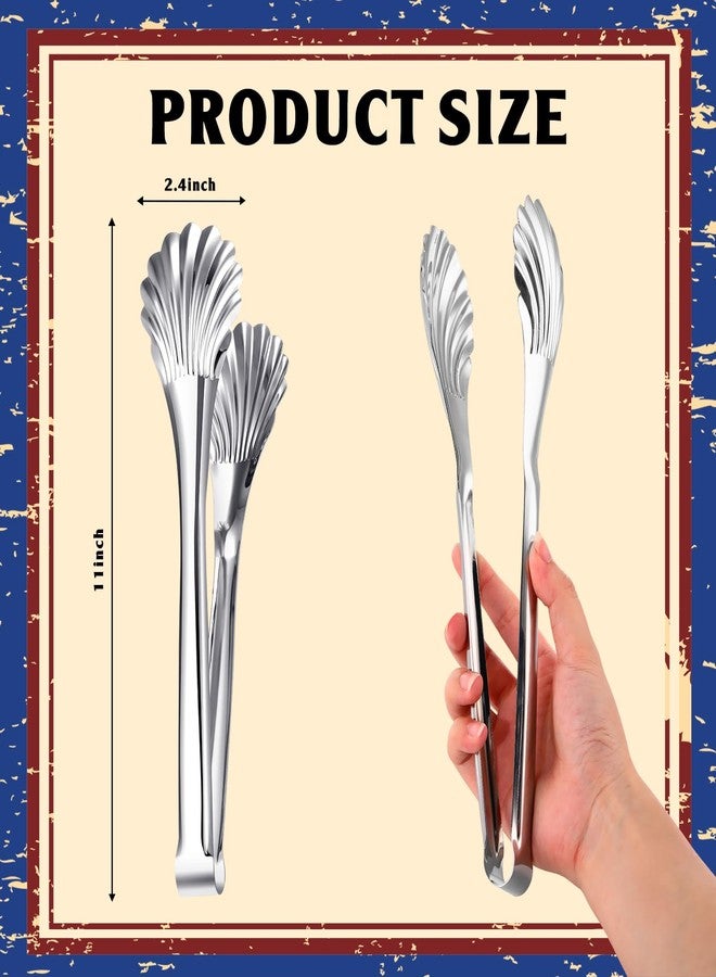 Uiifan 4 Pcs 11in Serving Tongs for Buffet Stainless Steel Kitchen Tongs Catering Chef Food BBQ Utensils for Parties Cooking Salad Party Picking up Ice Appetizers and More - Image 2