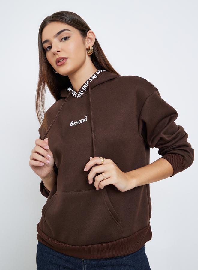 Styli Regular Fit Slogan Print Hoodie - Image 3