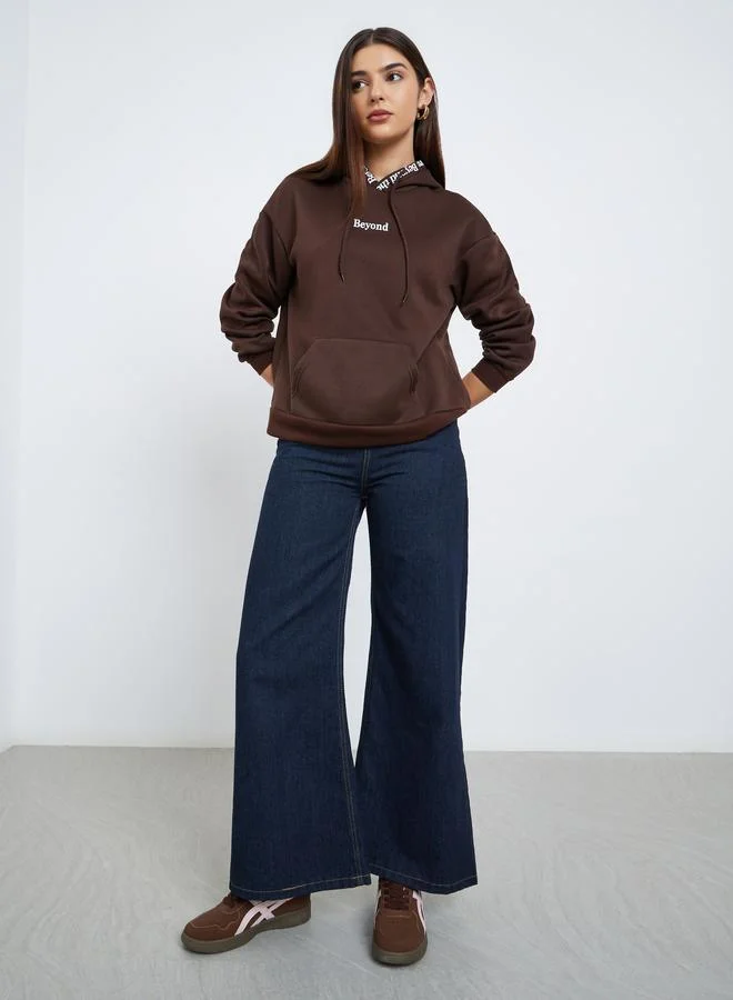 Styli Regular Fit Slogan Print Hoodie