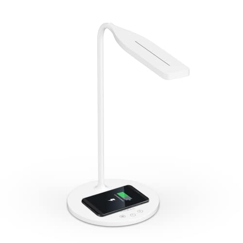 NEDIS® LED Desk Lamp with 10W Wireless Charger, Foldable Study Table Lamp with Touch Control, 3 Light Modes (White/Natural/Warm), 360° Flexible Neck, Dual Lamp Shades for Home, 1 Year Warranty - Image 1