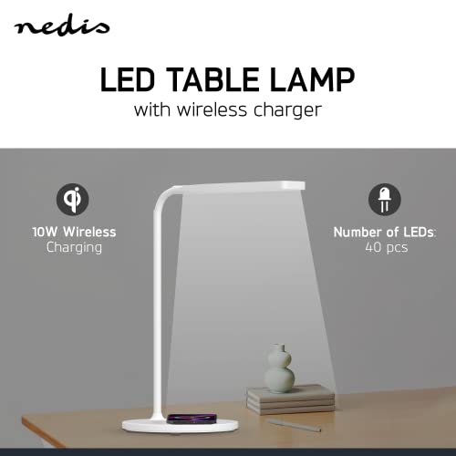 NEDIS® LED Desk Lamp with 10W Wireless Charger, Foldable Study Table Lamp with Touch Control, 3 Light Modes (White/Natural/Warm), 360° Flexible Neck, Dual Lamp Shades for Home, 1 Year Warranty - Image 4