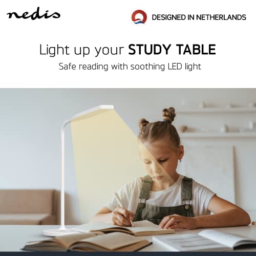 NEDIS® LED Desk Lamp with 10W Wireless Charger, Foldable Study Table Lamp with Touch Control, 3 Light Modes (White/Natural/Warm), 360° Flexible Neck, Dual Lamp Shades for Home, 1 Year Warranty - Image 5