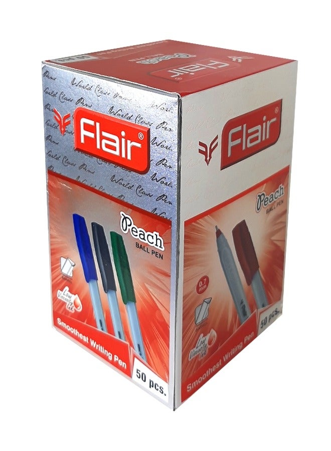 Flair مجموعة أقلام حبر جاف ناعمة من Peach مكونة من 50 قطعة، باللون الأحمر - Image 1