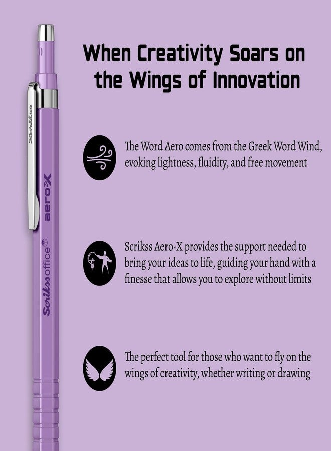 Scrikss 0.7mm Purple Mechanical Lead Pencil | Aero-x | Lightweight | Cute Click Pen Pencil for drafting Stationery Sketching Drawing - Image 4