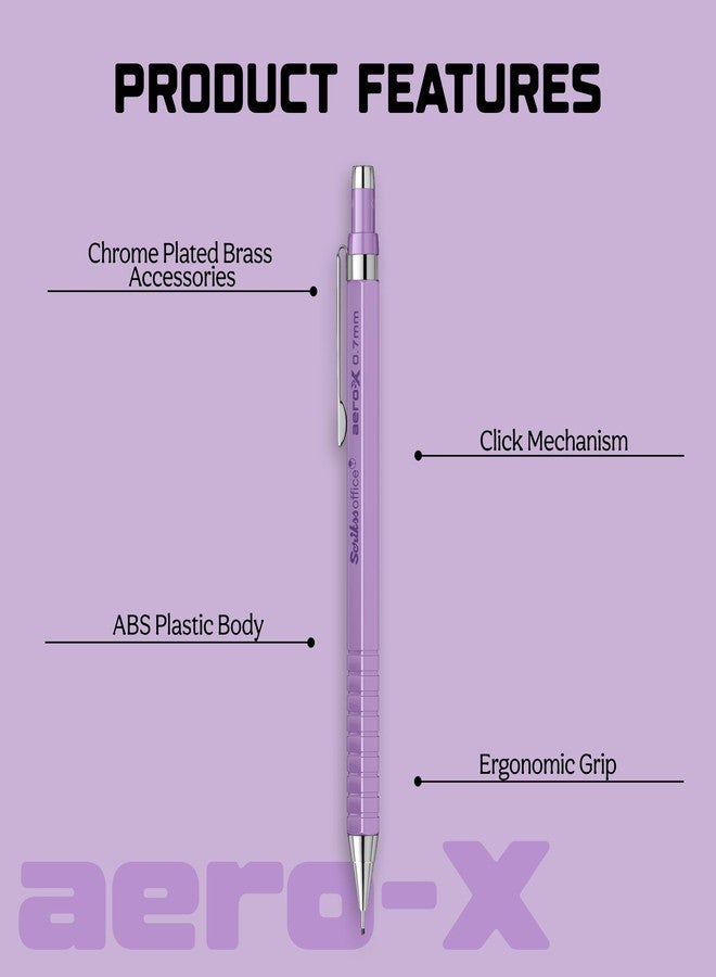 Scrikss 0.7mm Purple Mechanical Lead Pencil | Aero-x | Lightweight | Cute Click Pen Pencil for drafting Stationery Sketching Drawing - Image 2