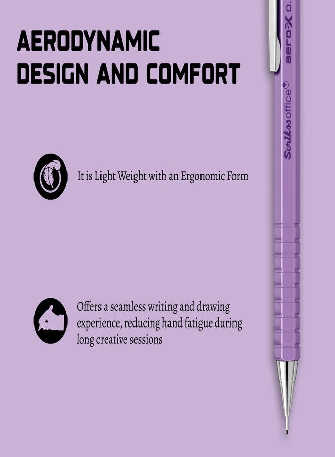 Scrikss 0.7mm Purple Mechanical Lead Pencil | Aero-x | Lightweight | Cute Click Pen Pencil for drafting Stationery Sketching Drawing - Image 3
