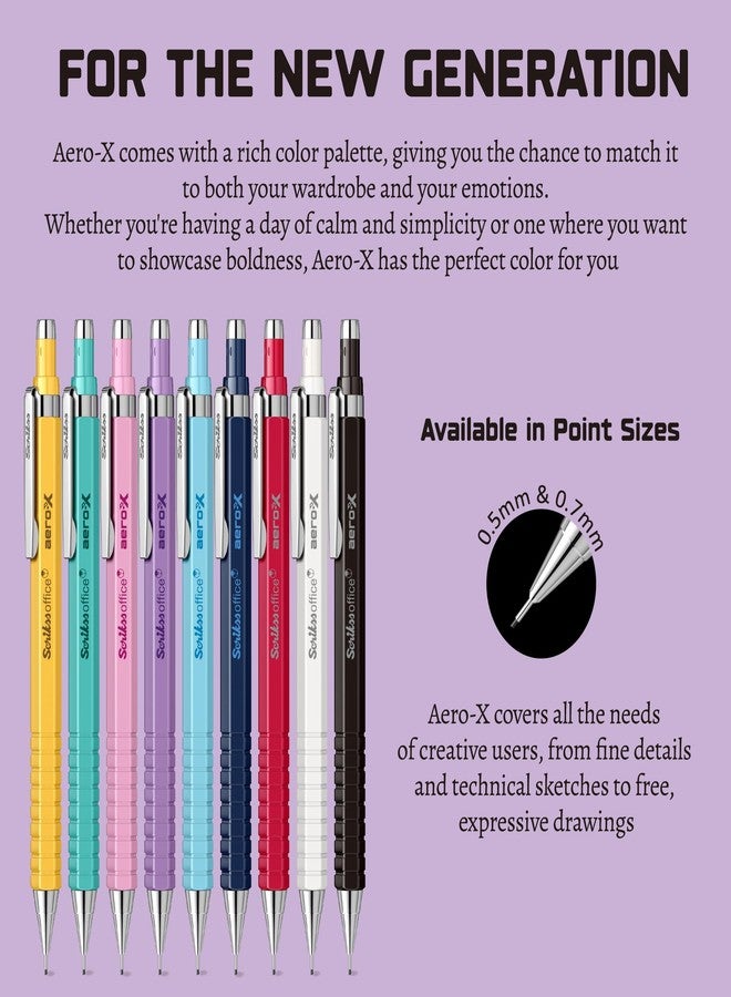 Scrikss 0.7mm Purple Mechanical Lead Pencil | Aero-x | Lightweight | Cute Click Pen Pencil for drafting Stationery Sketching Drawing - Image 5