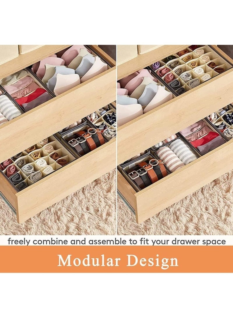 4 Pcs Underwear Storage Organizer Divider, Foldable Storage Boxes Cabinet Closet Organizers for Clothes, Bras, Lingerie, Socks, Undies, Khaki - Image 5