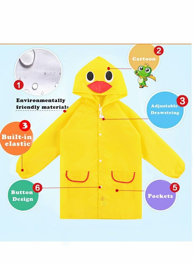 Children's raincoats, Cartoon Kids Rain Jacket, Hooded Poncho Outdoors Transparent Raincoat Student Suit Waterproof Durable Windbreaker (Yellow Duck)  - Image 4