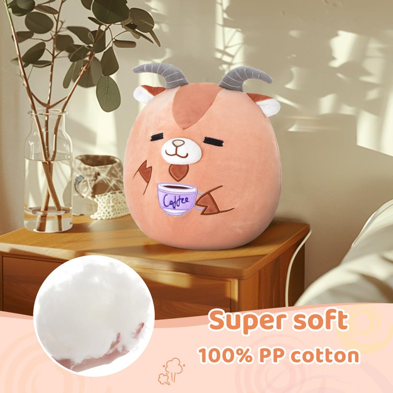 Glow Guards Original 12"" Goat Plush Pillow Cute Goat Stuffed Animal with Coffee Soft Goat Plush Toy Stuffed Animals Sheep Birthday Gift for Boys Girls Kids Brown Barbary Sheep Holding Coffee - Image 4