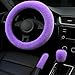 I3DIDEA Fluffy Steering Wheel Cover 3PCS Set Plush Fuzzy Fur Steering Wheel Cover with Gear Shift Cover Handbrake Cover Winter Warm Car Accessories Car Interior Accessories for Women Purple - Image 2