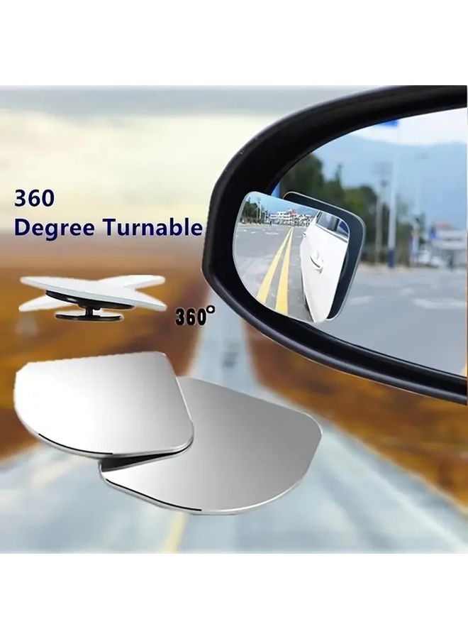 زوج واحد من مرايا البقعة العمياء للسيارة قابلة للتعديل 360 درجة بتصميم مثلثي عديم الإطار وزاوية واسعة - Image 1