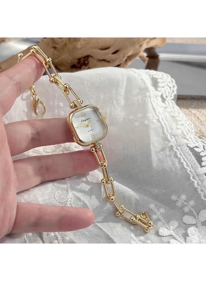 Women's Retro Quartz Gold Watch, Analog Display Square Dial with Chain Strap, Luxury Elegant Waterproof Wristwatch as Gift for Ladies - Image 4