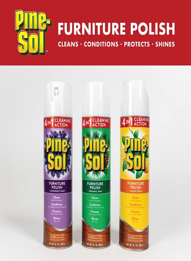 Pine Sol Pine-Sol Furniture, Polish 4in1 Cleaning Action Wood Polish Spray Wood Polish Spray for Your Cleans Conditions Protects and Shines Ounces Original Pine Scent, Yellow, Lemon, 12.7 Fl Oz - Image 5